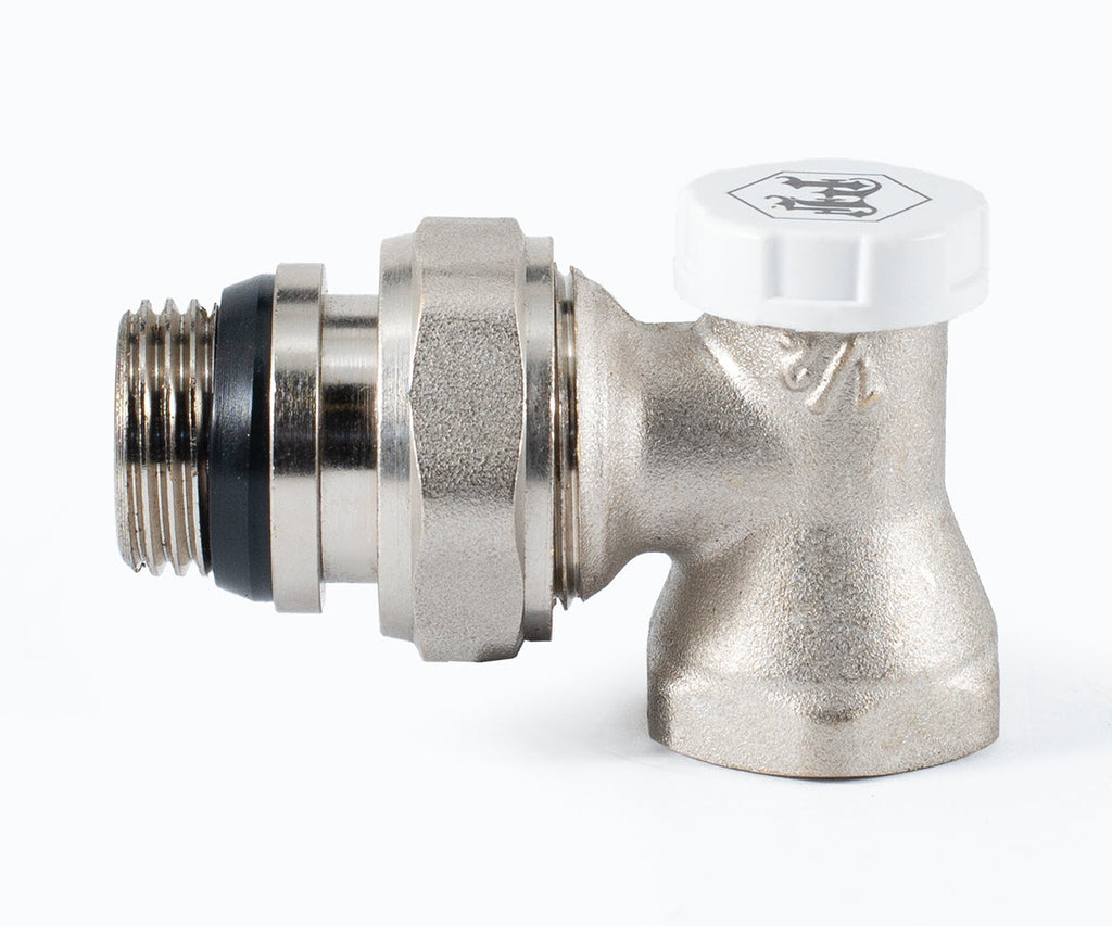 Radiator lockshield valve, angle, cone-type shut-off, with union O-ring seal — PF RVA 378UR, view 2