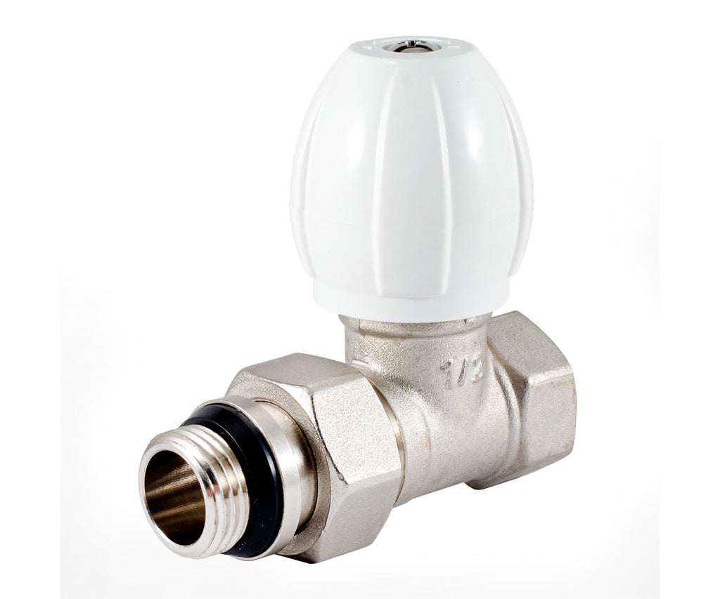 Radiator regulating valve, straight, cone-type shut-off, with union O-ring seal — view 1
