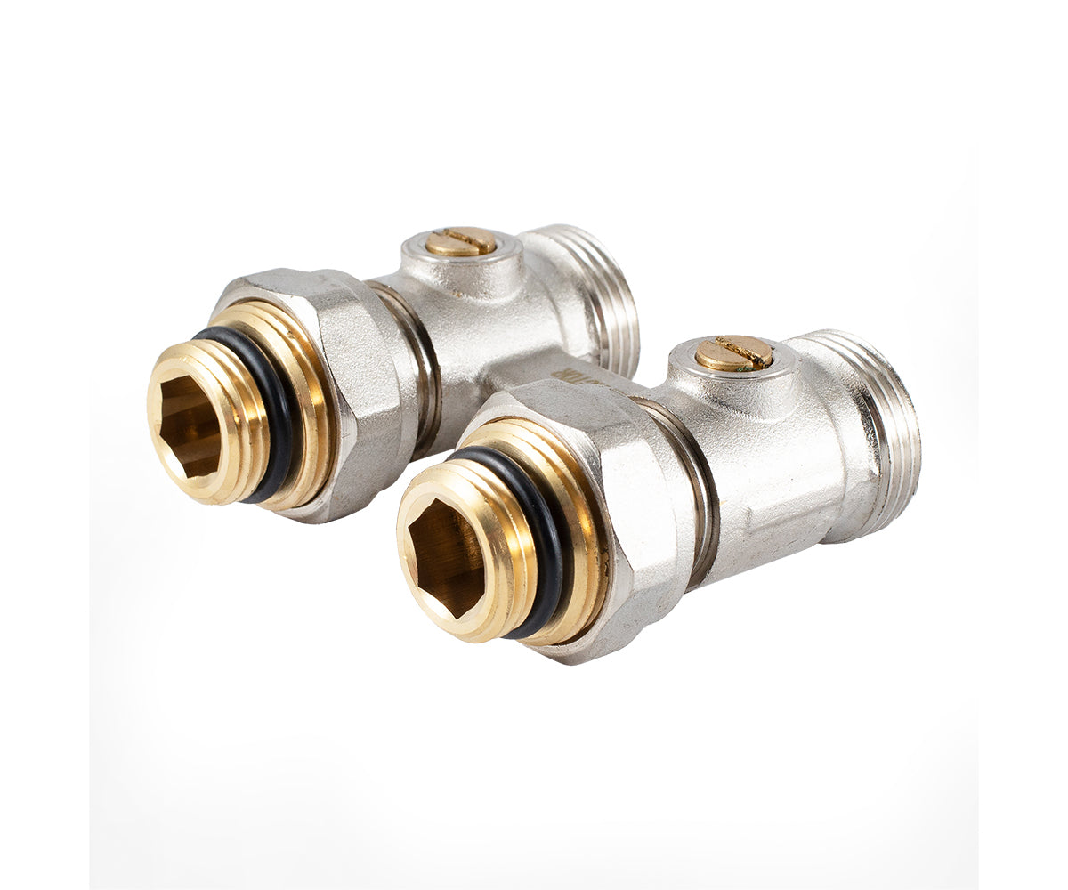 Straight radiator connection unit with ball valve — PF RVS 612, view 1