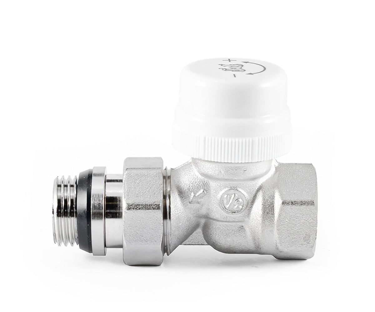 Straight thermostatic radiator valve with O-ring seal at tailpiece — view 2