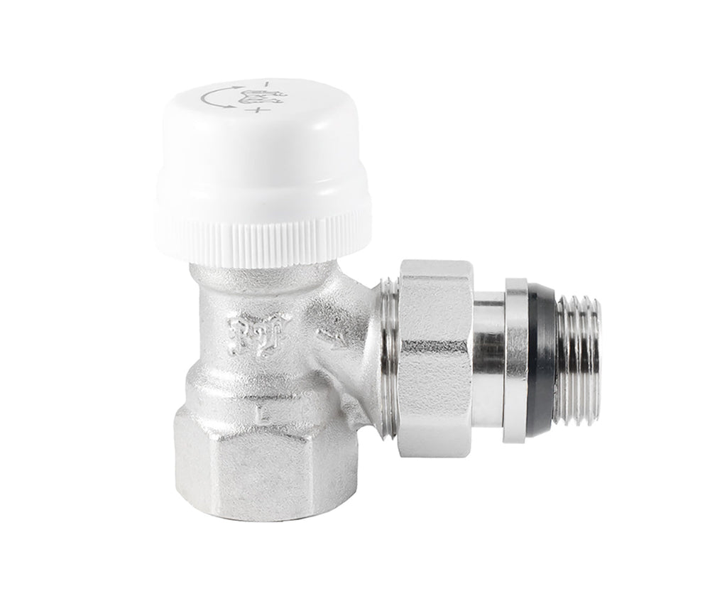Angled thermostatic radiator valve with O-ring seal at tailpiece — view 5