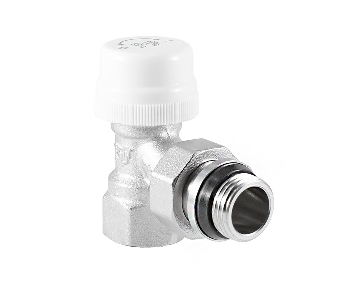 Angled thermostatic radiator valve with O-ring seal at tailpiece — view 6