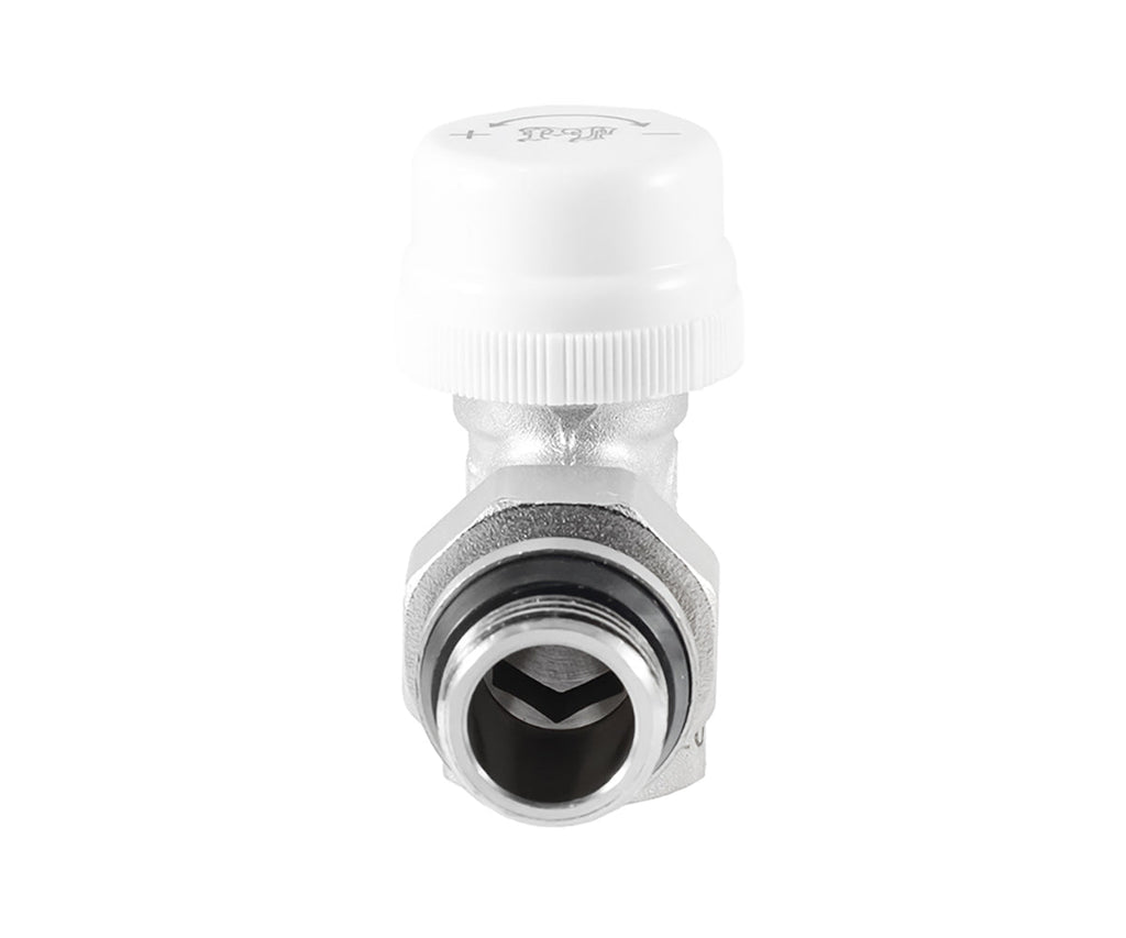 Angled thermostatic radiator valve with O-ring seal at tailpiece — view 7