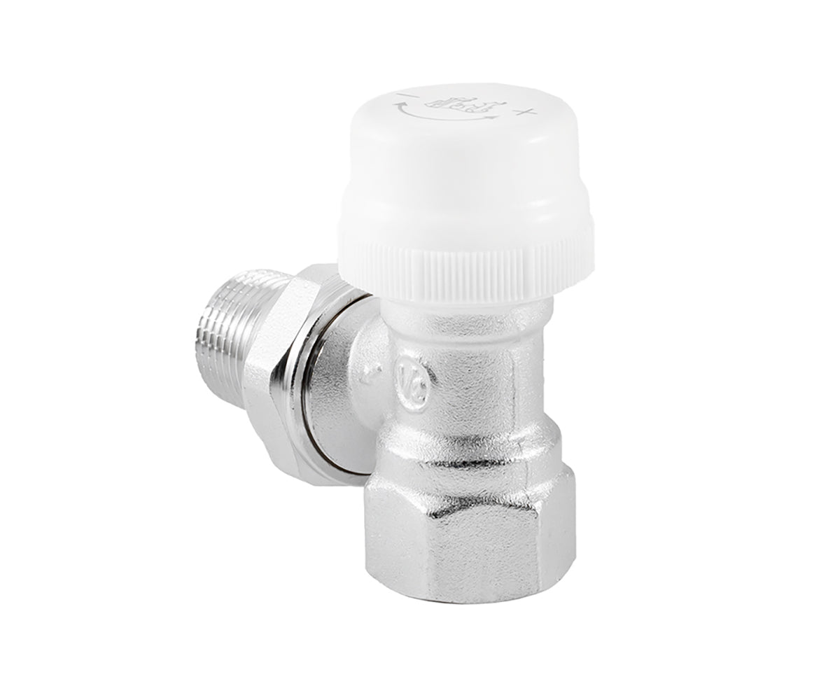 Angled thermostatic radiator valve — view 3