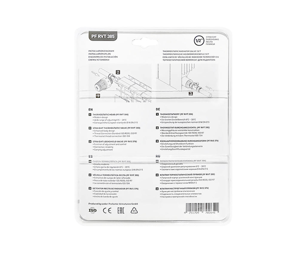 Thermostatic kits for straight and angled radiator connection — PF RVT 385, view 2