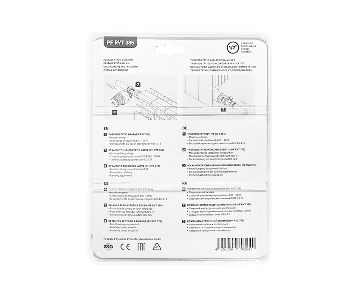 Thermostatic kits for straight and angled radiator connection — PF RVT 385, view 2