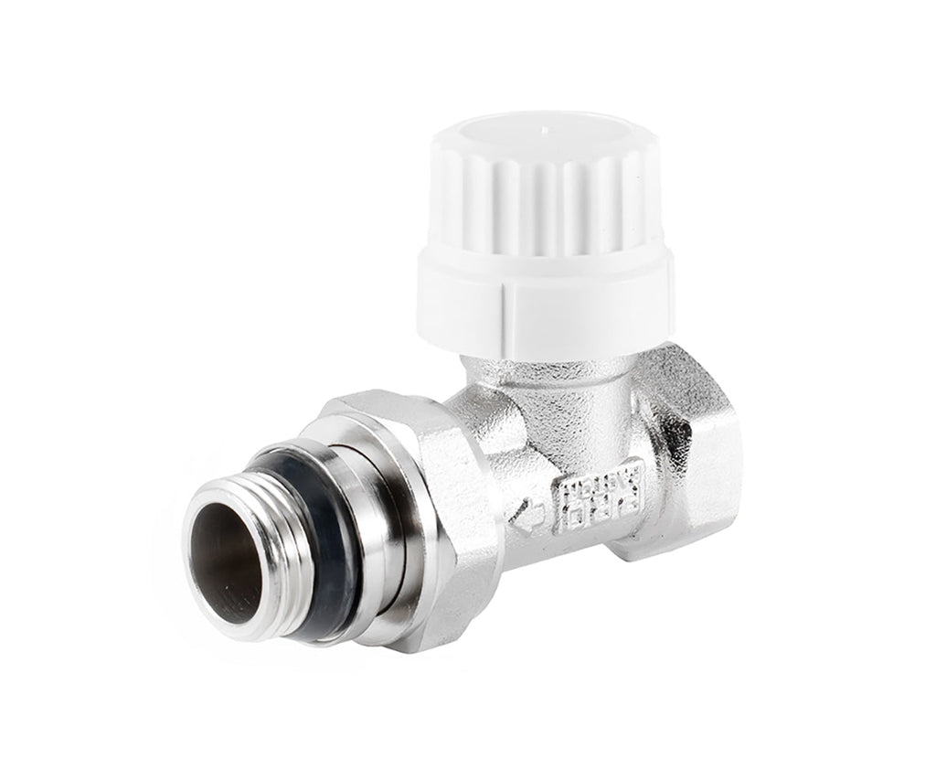 Straight thermostatic radiator valve with presetting and O-ring seal at tailpiece — view 1