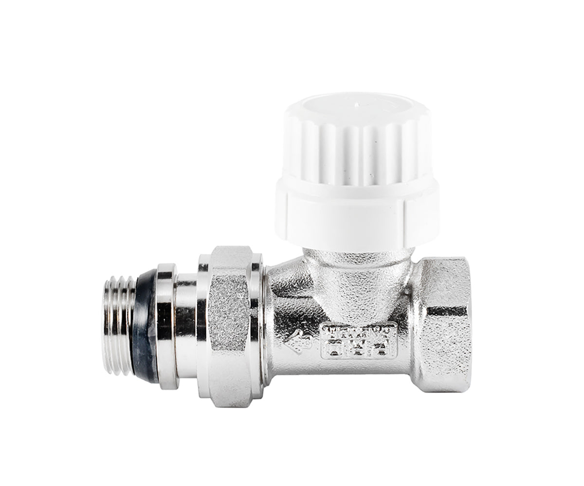 Straight thermostatic radiator valve with presetting and O-ring seal at tailpiece — view 2