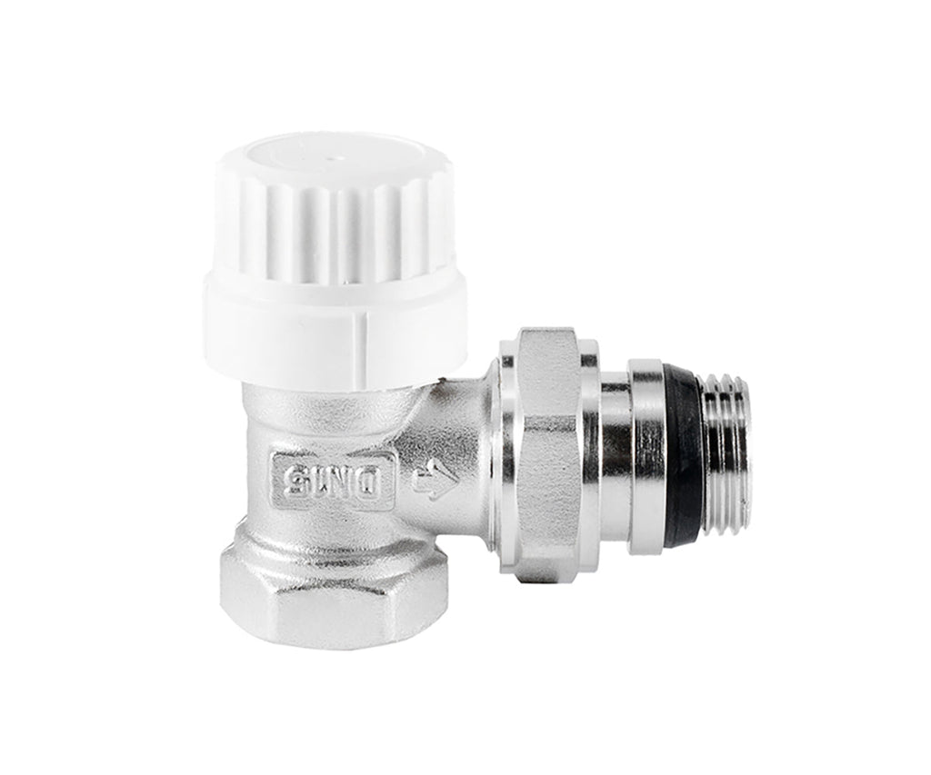 Angled thermostatic radiator valve with presetting and O-ring seal at tailpiece — view 5