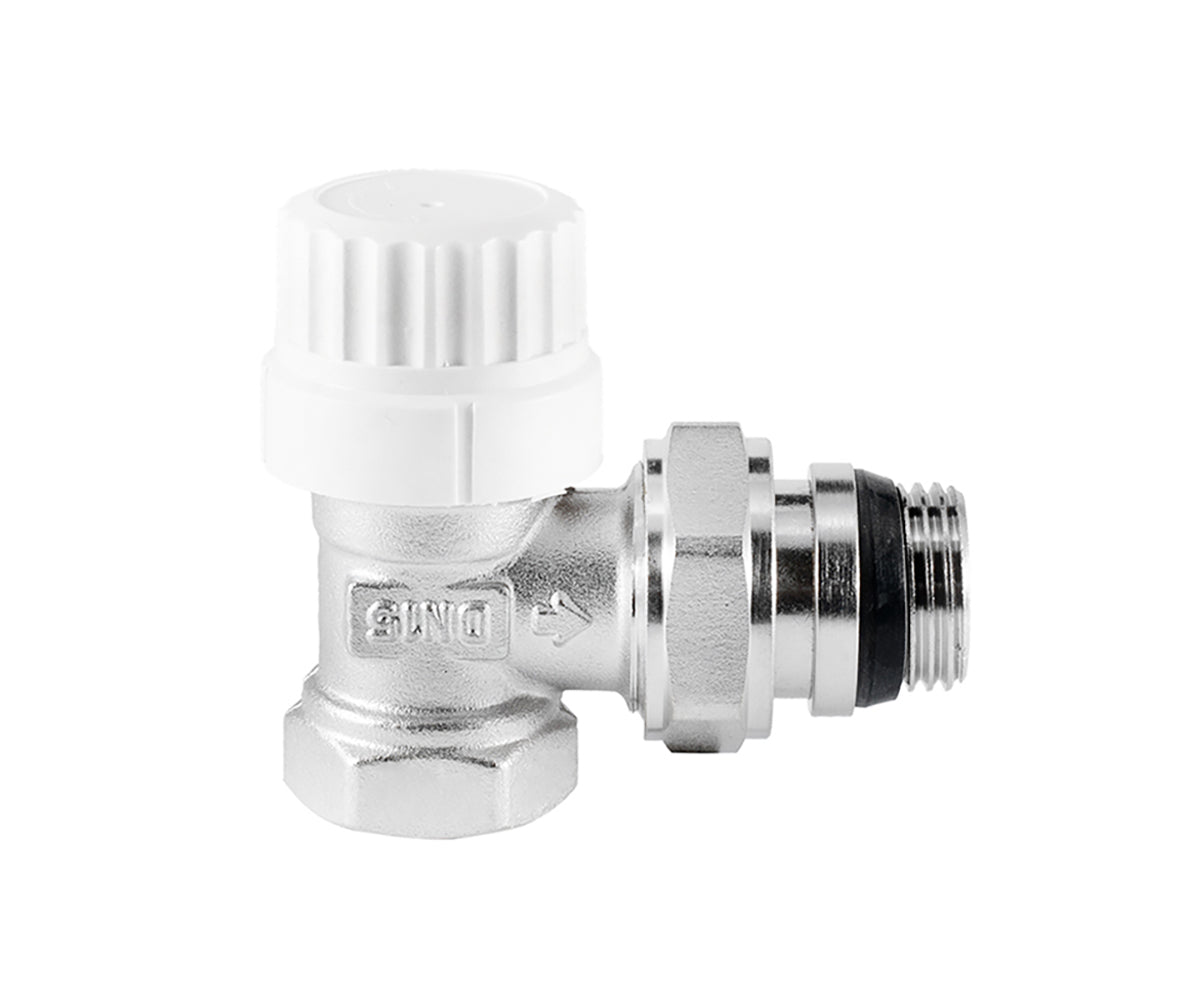 Angled thermostatic radiator valve with presetting and O-ring seal at tailpiece — view 5