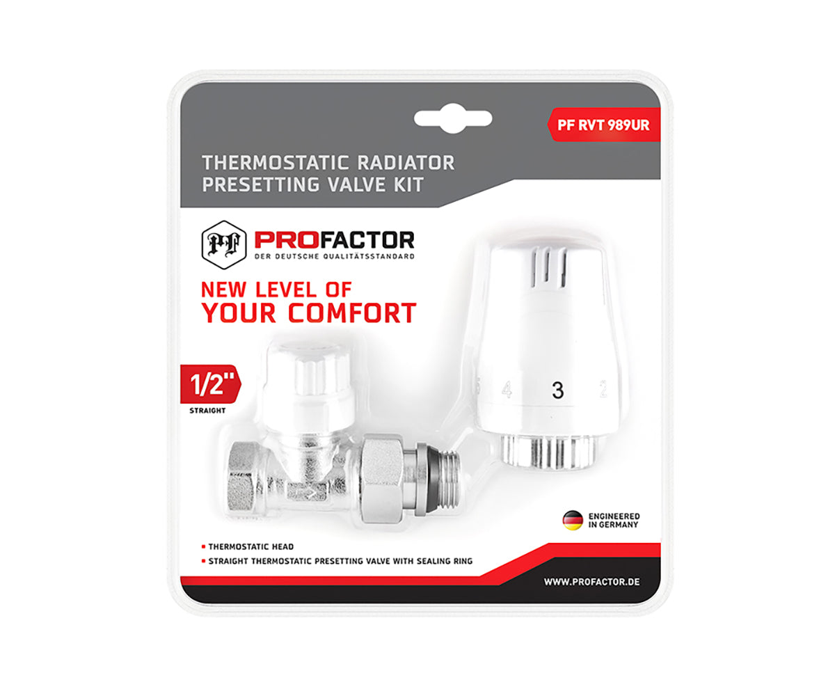 Thermostatic kits for straight and angled radiator connection with presetting and O-ring seal — PF RVT 989UR, view 1