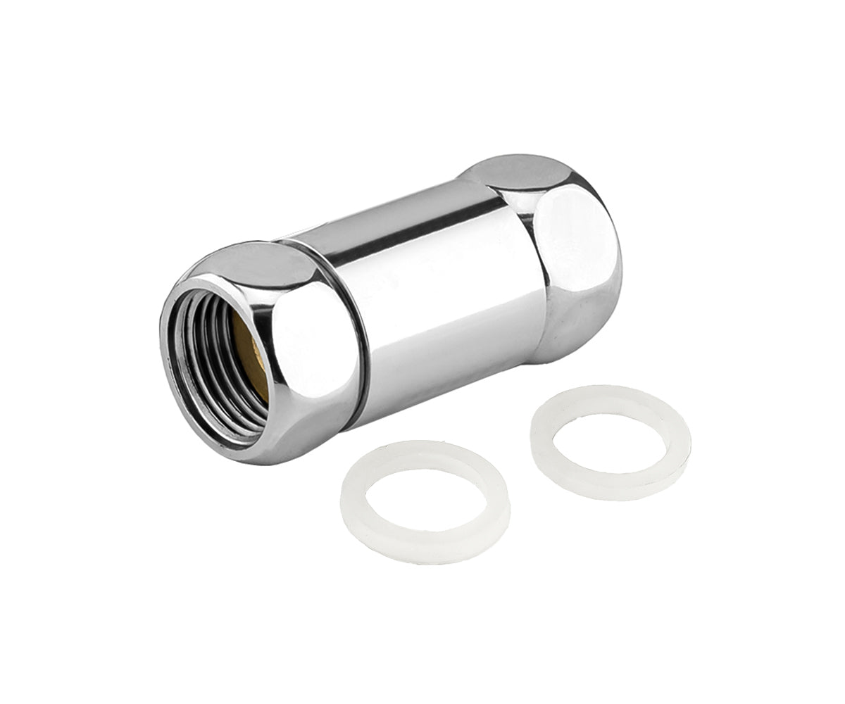 Straight connector with two union nuts — view 1