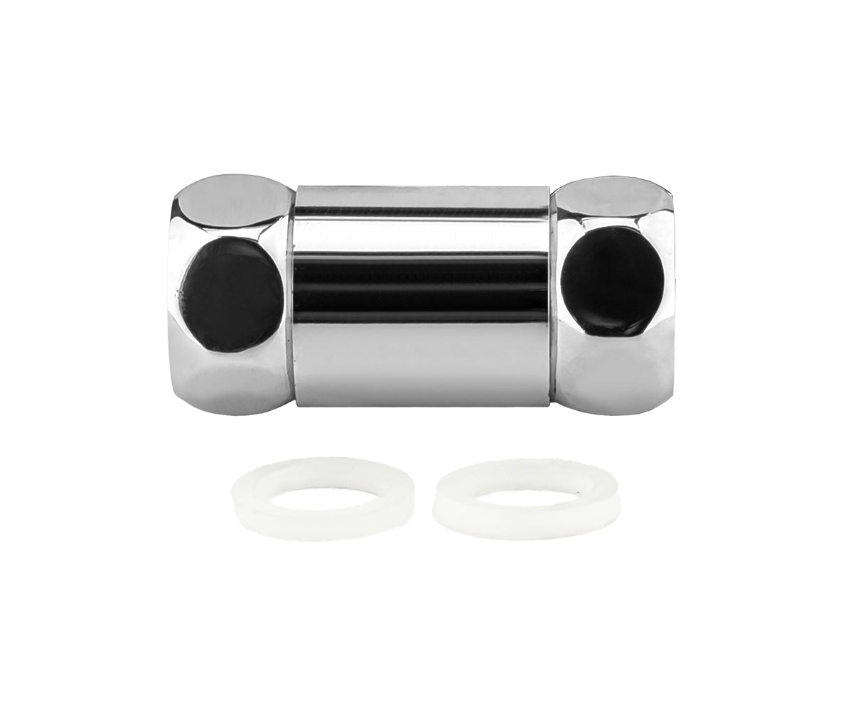 Straight connector with two union nuts — view 3