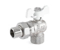 Angle ball valve «STANDARD» with union, butterfly handle — DN 15 / ½", view 1
