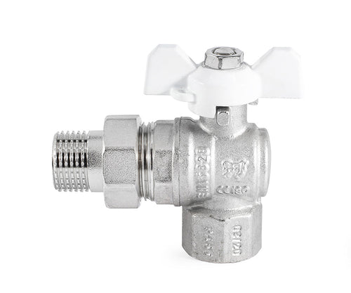 Angle ball valve «STANDARD» with union, butterfly handle — DN 15 / ½", view 2