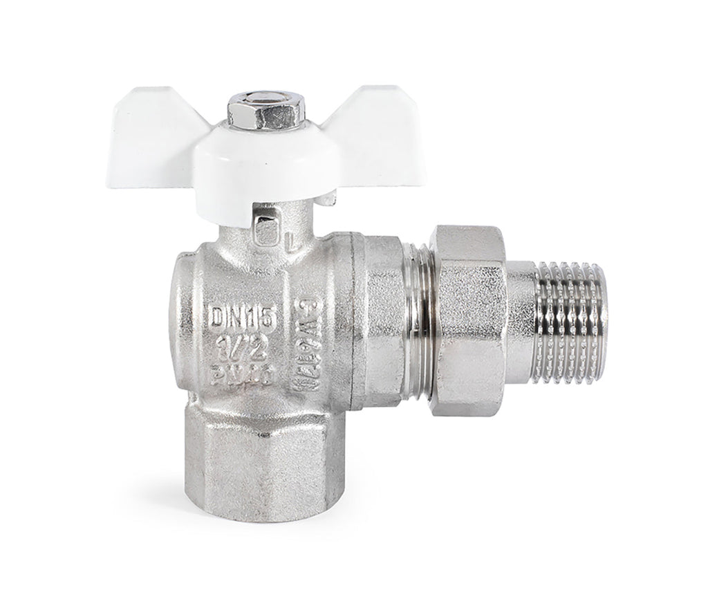Angle ball valve «STANDARD» with union, butterfly handle — DN 15 / ½", view 5