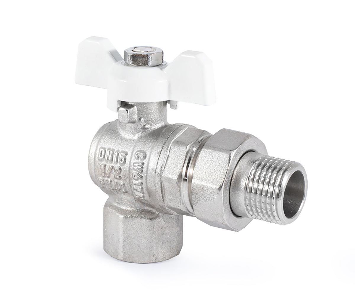 Angle ball valve «STANDARD» with union, butterfly handle — DN 15 / ½", view 6
