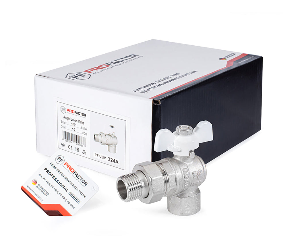Angle ball valve «STANDARD» with union, butterfly handle — DN 15 / ½", view 8