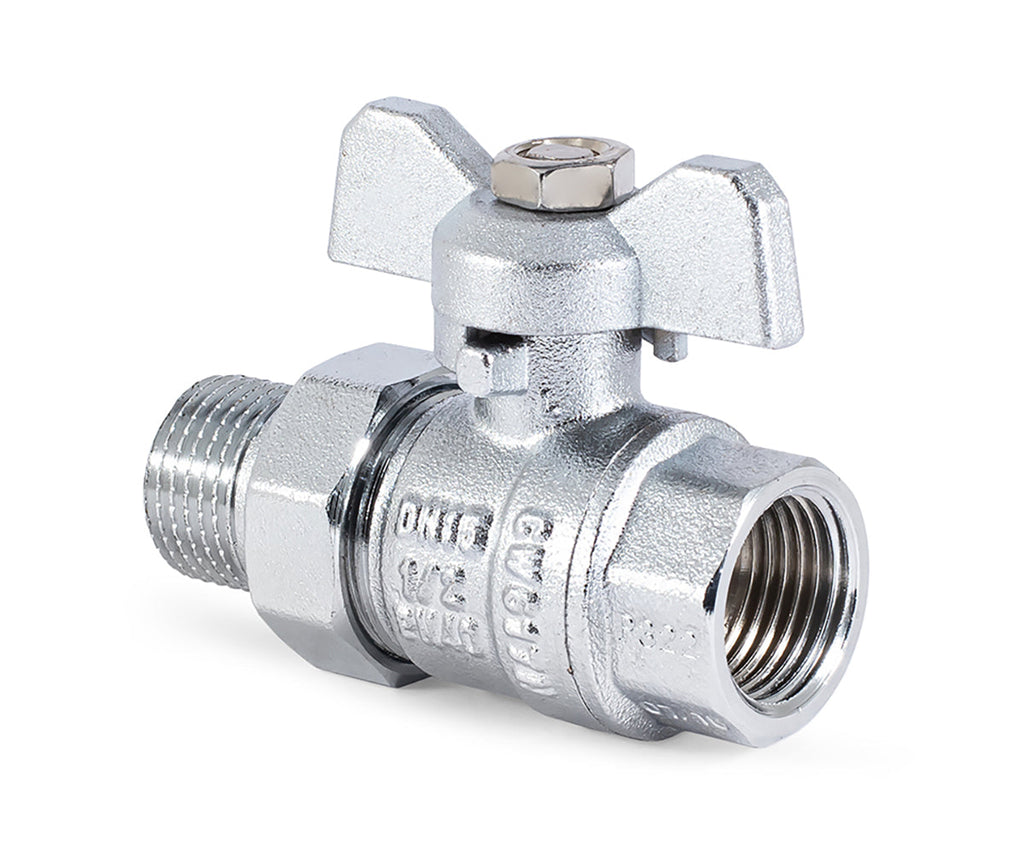 Ball valve «STANDARD» with union, butterfly handle, chrome-plated, for towel warmers — DN 15 / ½", view 3