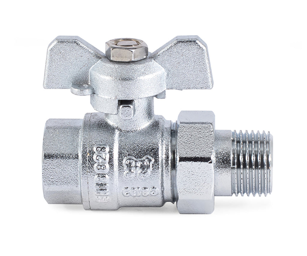 Ball valve «STANDARD» with union, butterfly handle, chrome-plated, for towel warmers — DN 15 / ½", view 5