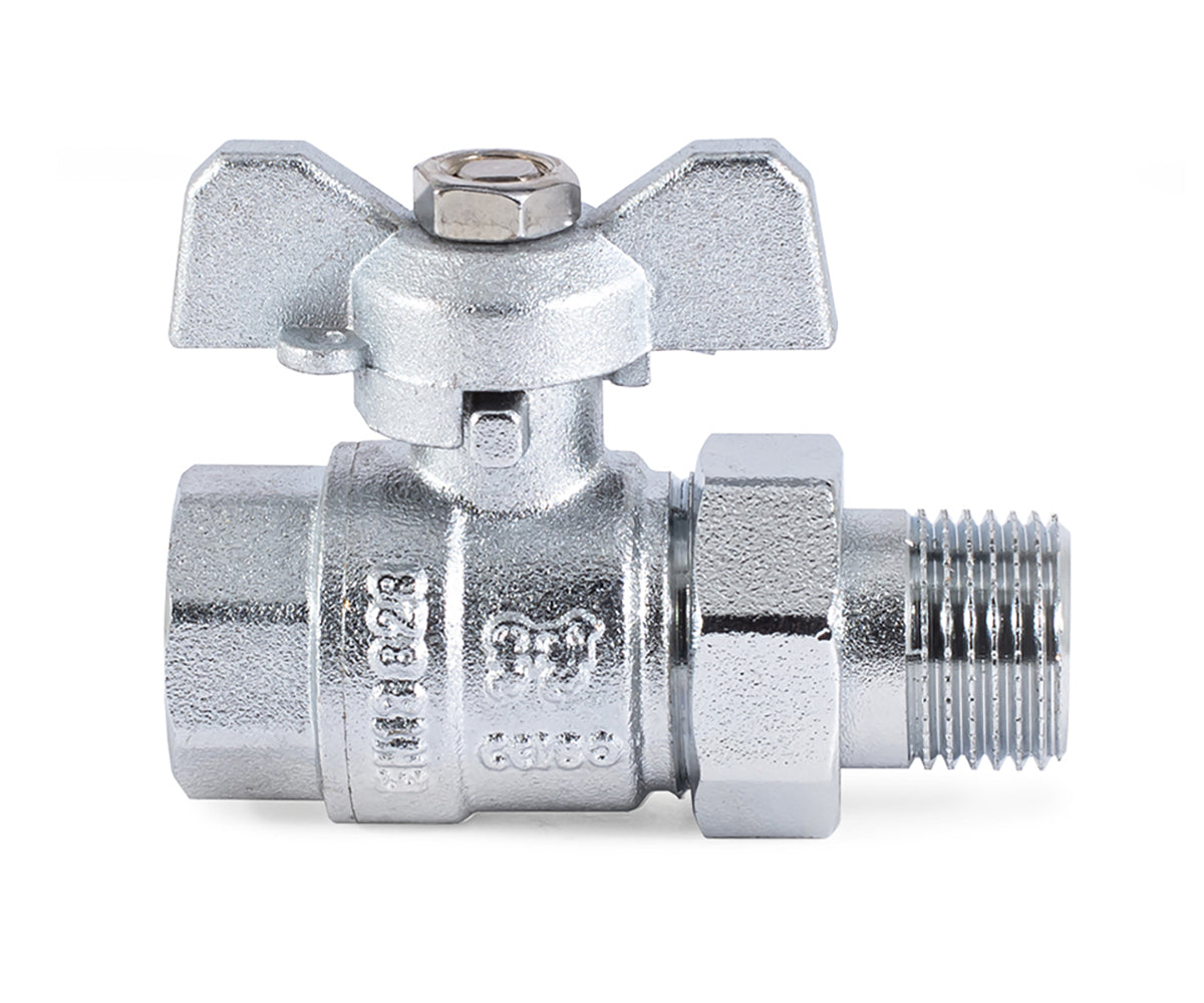 Ball valve «STANDARD» with union, butterfly handle, chrome-plated, for towel warmers — DN 15 / ½", view 5