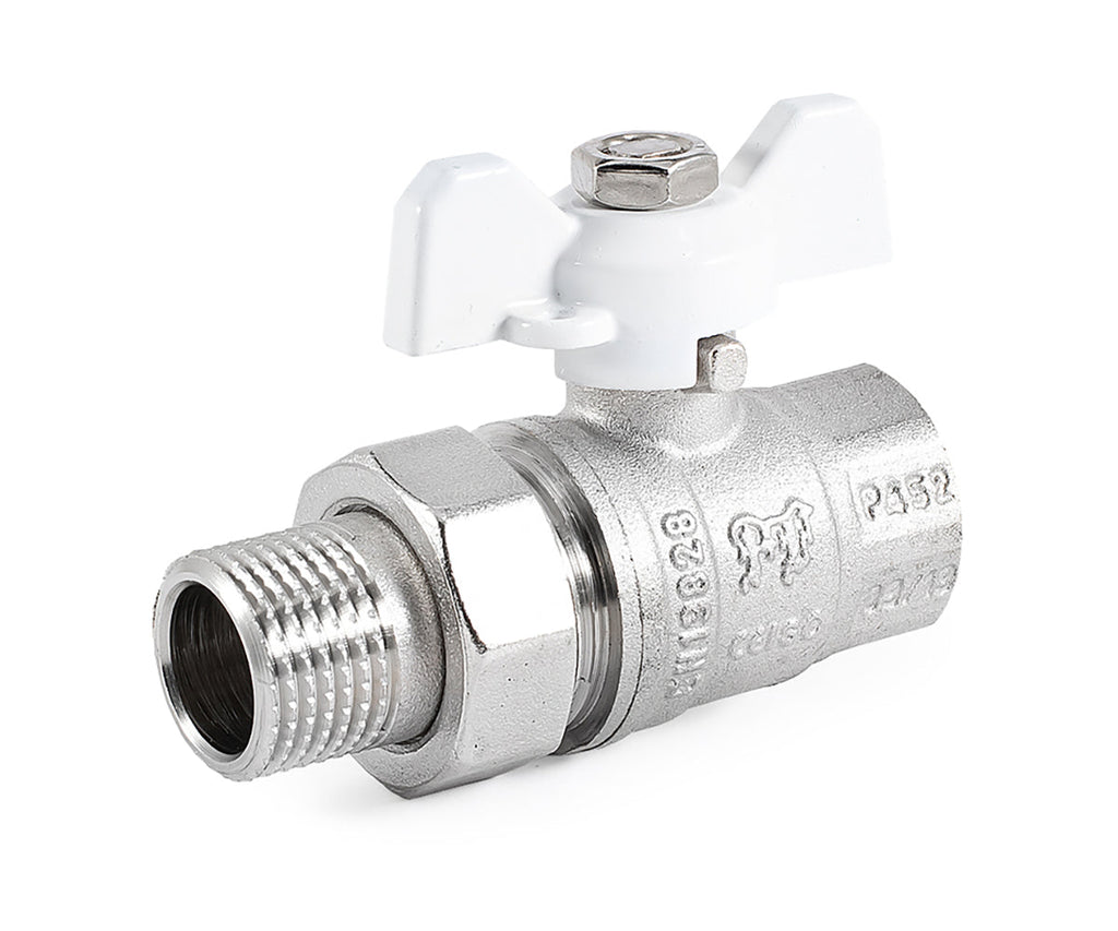 Ball valve «STANDARD» with union, butterfly handle — DN 15 / ½", view 1